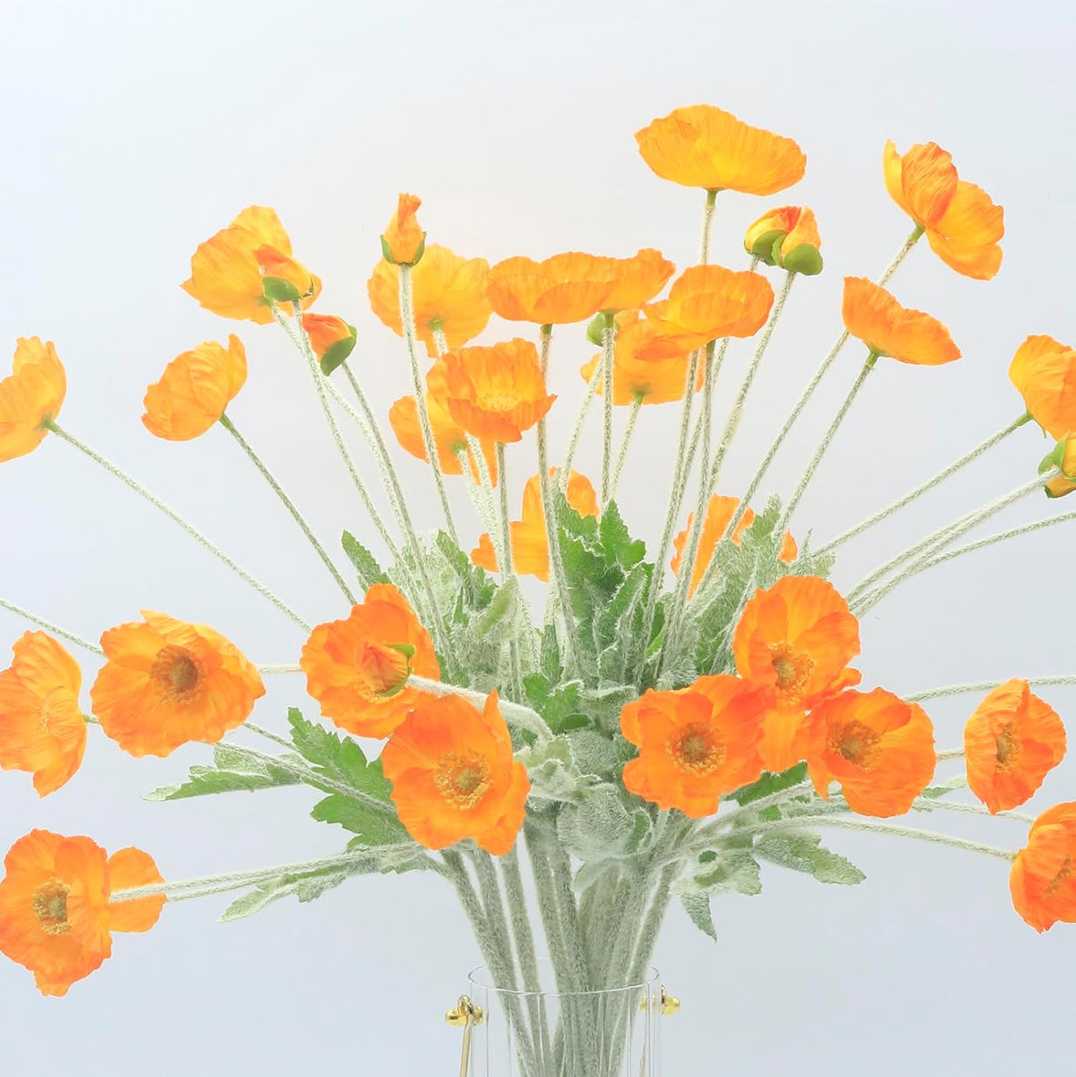 2 Pcs Artificial Fake Flowers Poppies Silk Flower Arrangements Wedding Bouquets Decorations Plastic Floral Table Centerpieces for Home Kitchen Garden Party Decor Approx 23.6" High - Light Purple
