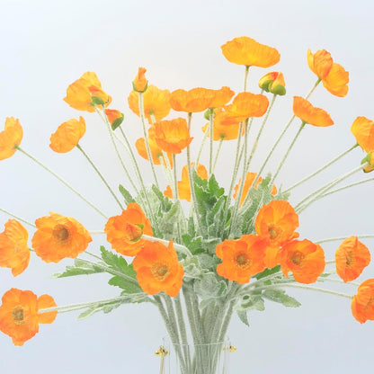 2 Pcs Artificial Fake Flowers Poppies Silk Flower Arrangements Wedding Bouquets Decorations Plastic Floral Table Centerpieces for Home Kitchen Garden Party Decor Approx 23.6" High - Light Purple