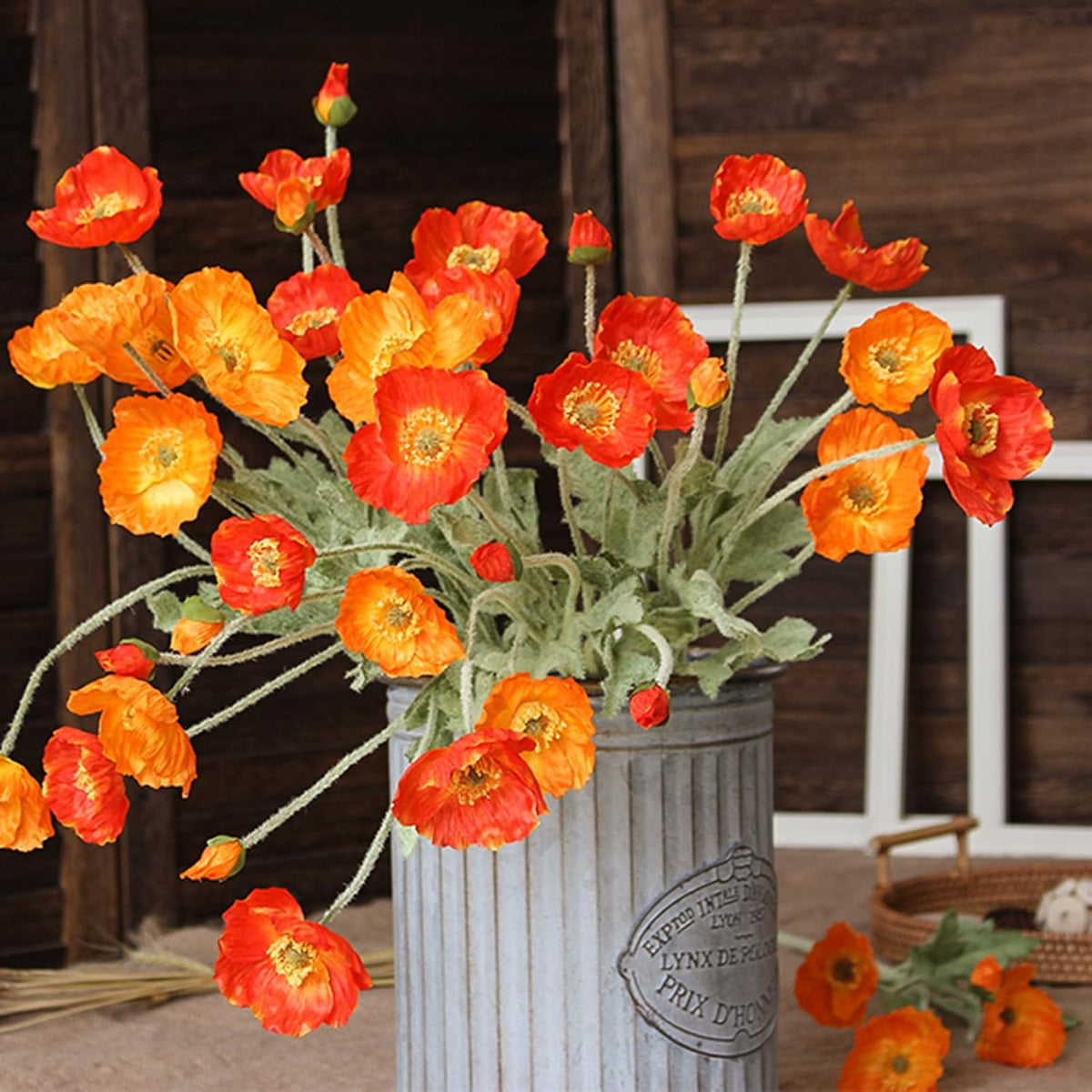 2 Pcs Artificial Fake Flowers Poppies Silk Flower Arrangements Wedding Bouquets Decorations Plastic Floral Table Centerpieces for Home Kitchen Garden Party Decor Approx 23.6" High - Light Purple