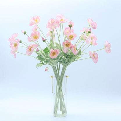 2 Pcs Artificial Fake Flowers Poppies Silk Flower Arrangements Wedding Bouquets Decorations Plastic Floral Table Centerpieces for Home Kitchen Garden Party Decor Approx 23.6" High - Light Purple