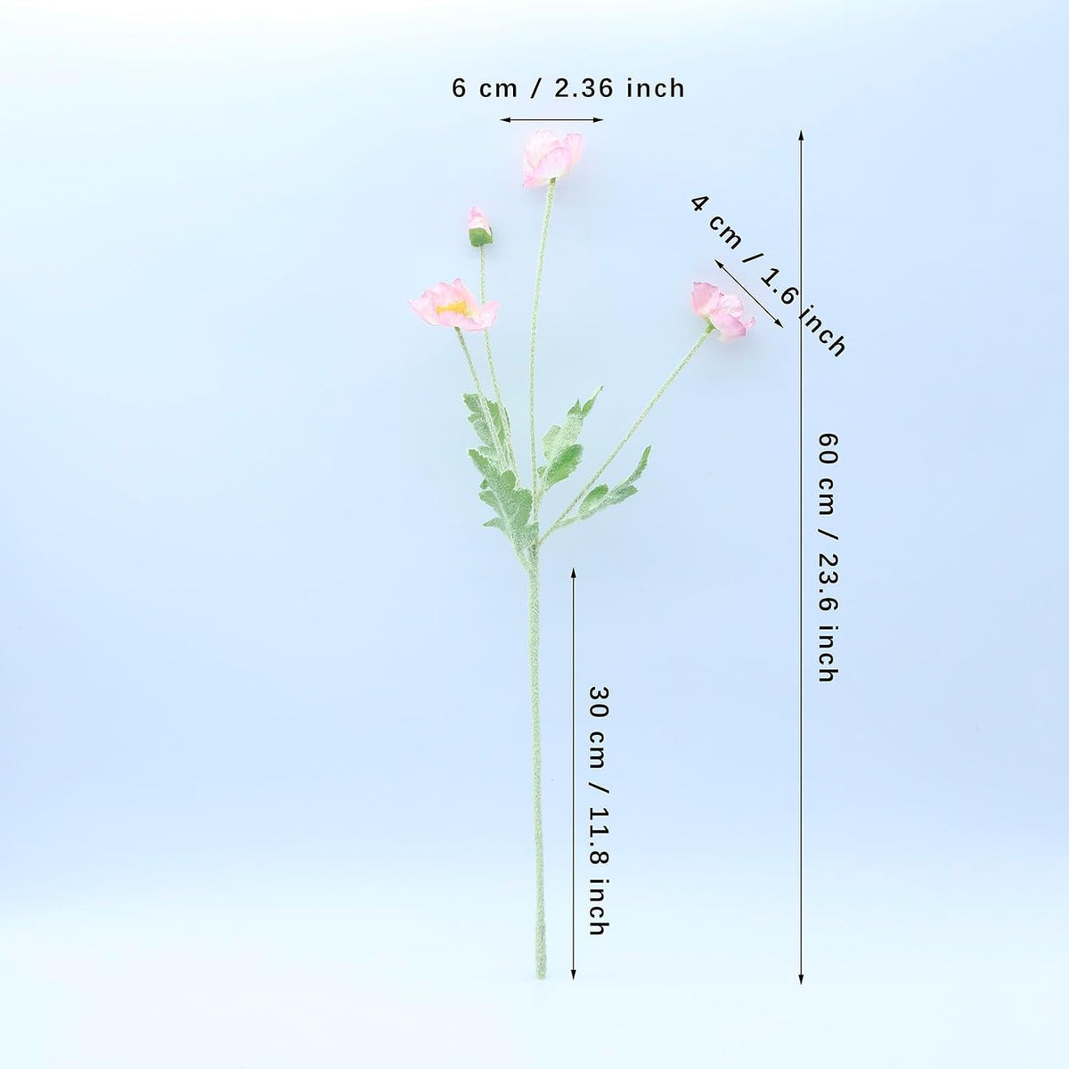2 Pcs Artificial Fake Flowers Poppies Silk Flower Arrangements Wedding Bouquets Decorations Plastic Floral Table Centerpieces for Home Kitchen Garden Party Decor Approx 23.6" High - Light Purple