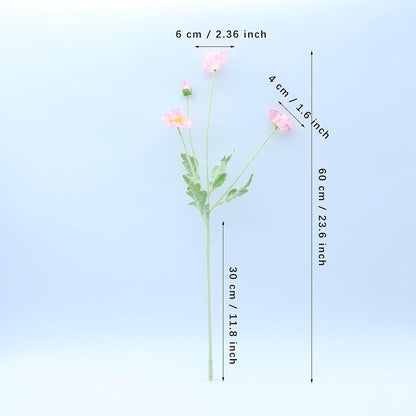 2 Pcs Artificial Fake Flowers Poppies Silk Flower Arrangements Wedding Bouquets Decorations Plastic Floral Table Centerpieces for Home Kitchen Garden Party Decor Approx 23.6" High - Light Purple