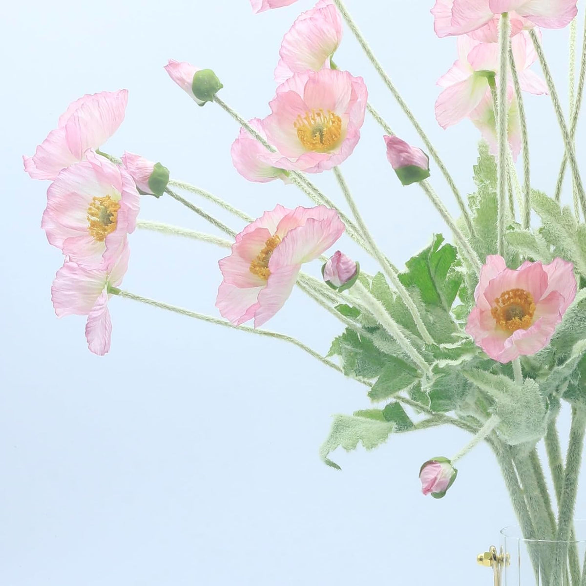2 Pcs Artificial Fake Flowers Poppies Silk Flower Arrangements Wedding Bouquets Decorations Plastic Floral Table Centerpieces for Home Kitchen Garden Party Decor Approx 23.6" High - Light Purple