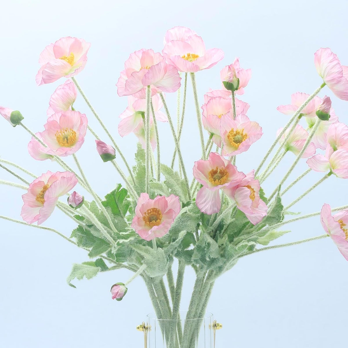 2 Pcs Artificial Fake Flowers Poppies Silk Flower Arrangements Wedding Bouquets Decorations Plastic Floral Table Centerpieces for Home Kitchen Garden Party Decor Approx 23.6" High - Light Purple