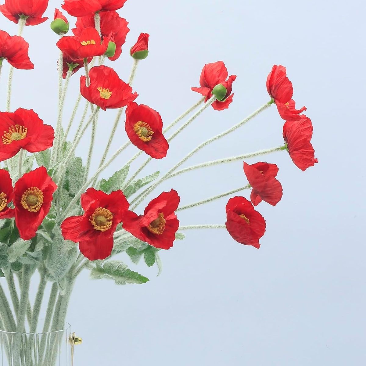 2 Pcs Artificial Fake Flowers Poppies Silk Flower Arrangements Wedding Bouquets Decorations Plastic Floral Table Centerpieces for Home Kitchen Garden Party Decor Approx 23.6" High - Light Purple