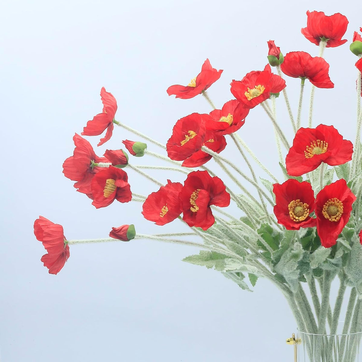 2 Pcs Artificial Fake Flowers Poppies Silk Flower Arrangements Wedding Bouquets Decorations Plastic Floral Table Centerpieces for Home Kitchen Garden Party Decor Approx 23.6" High - Light Purple