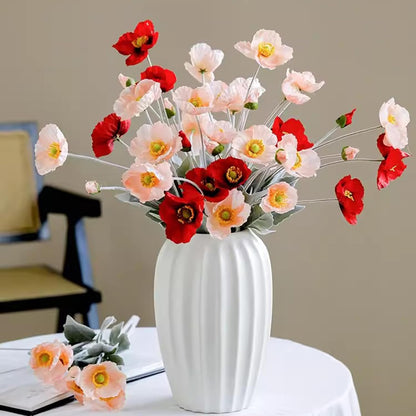 2 Pcs Artificial Fake Flowers Poppies Silk Flower Arrangements Wedding Bouquets Decorations Plastic Floral Table Centerpieces for Home Kitchen Garden Party Decor Approx 23.6" High - Light Purple
