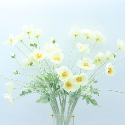 2 Pcs Artificial Fake Flowers Poppies Silk Flower Arrangements Wedding Bouquets Decorations Plastic Floral Table Centerpieces for Home Kitchen Garden Party Decor Approx 23.6" High - Light Purple