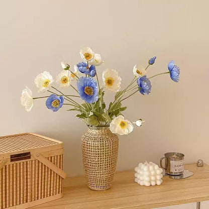 2 Pcs Artificial Fake Flowers Poppies Silk Flower Arrangements Wedding Bouquets Decorations Plastic Floral Table Centerpieces for Home Kitchen Garden Party Decor Approx 23.6" High - Light Purple