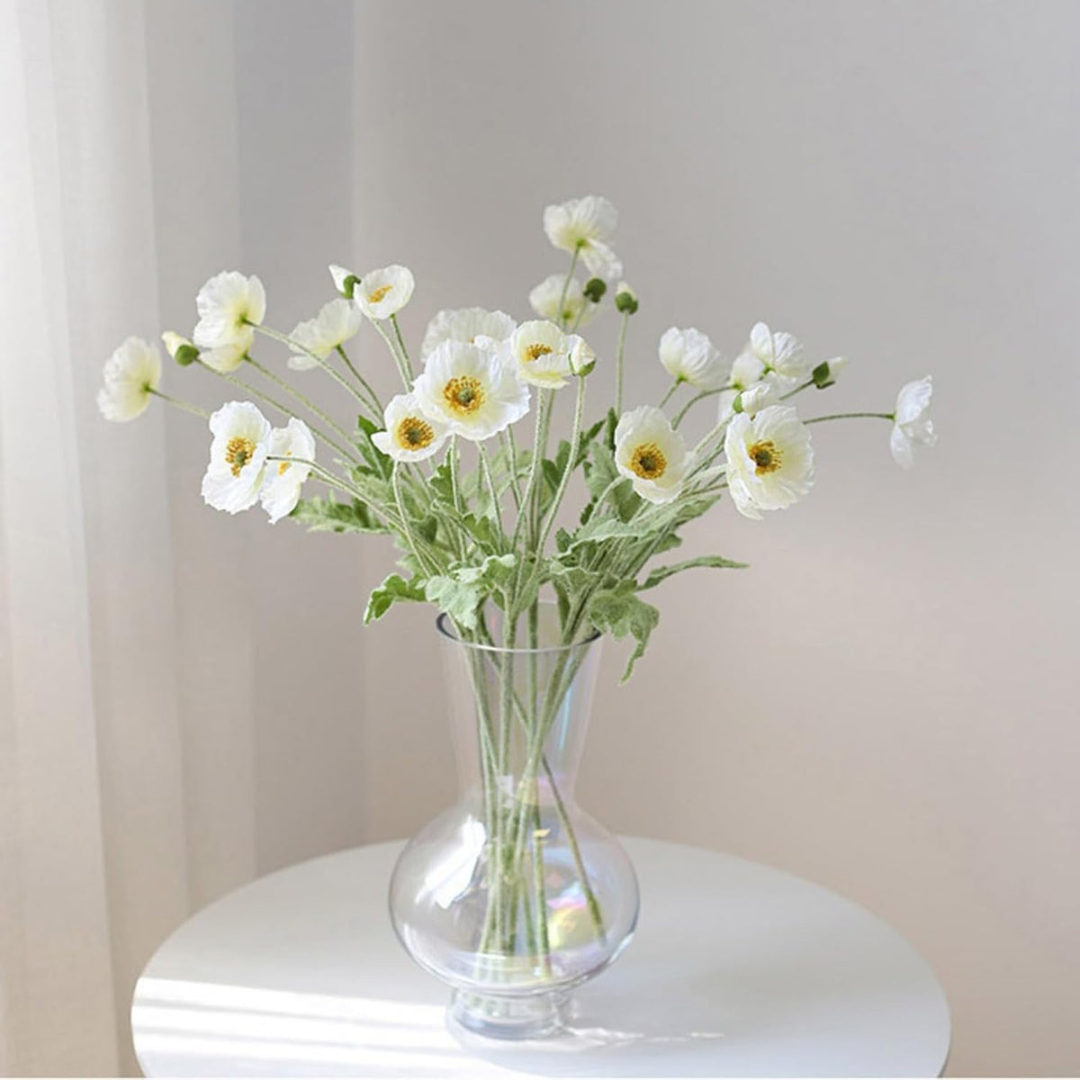 2 Pcs Artificial Fake Flowers Poppies Silk Flower Arrangements Wedding Bouquets Decorations Plastic Floral Table Centerpieces for Home Kitchen Garden Party Decor Approx 23.6" High - Light Purple