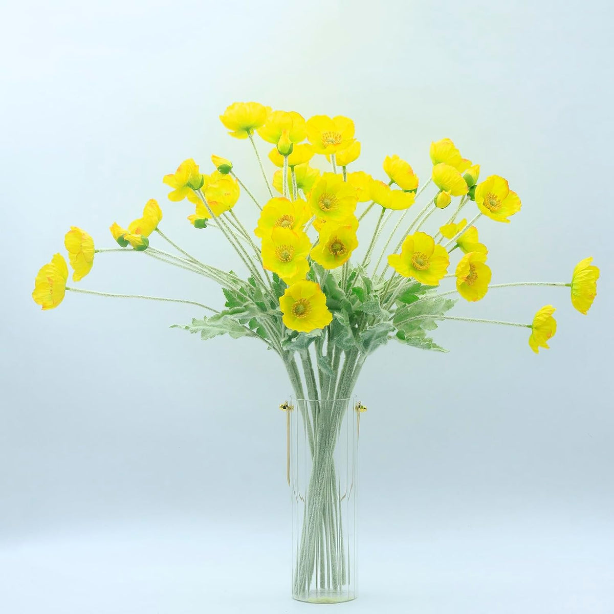 2 Pcs Artificial Fake Flowers Poppies Silk Flower Arrangements Wedding Bouquets Decorations Plastic Floral Table Centerpieces for Home Kitchen Garden Party Decor Approx 23.6" High - Light Purple
