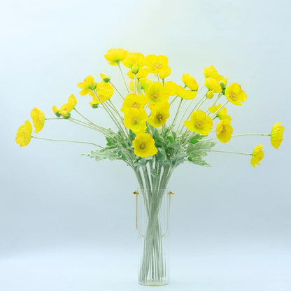 2 Pcs Artificial Fake Flowers Poppies Silk Flower Arrangements Wedding Bouquets Decorations Plastic Floral Table Centerpieces for Home Kitchen Garden Party Decor Approx 23.6" High - Light Purple