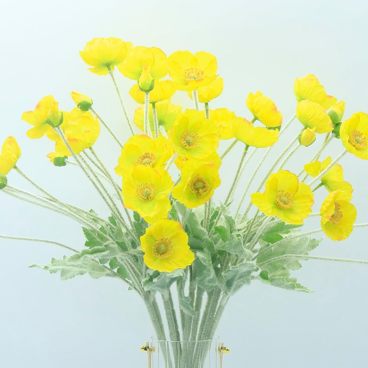 2 Pcs Artificial Fake Flowers Poppies Silk Flower Arrangements Wedding Bouquets Decorations Plastic Floral Table Centerpieces for Home Kitchen Garden Party Decor Approx 23.6" High - Light Purple