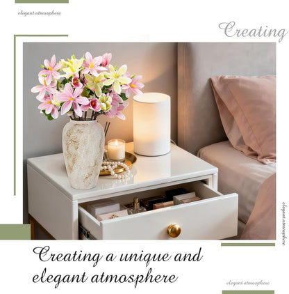 8 Pcs Artificial Magnolia Flowers Stem for Spring Decoration Faux Fake Flora Stems Beautiful Magnolia Office Hotel Home Decor Accent Pieces(No Pot)(Pink, White)