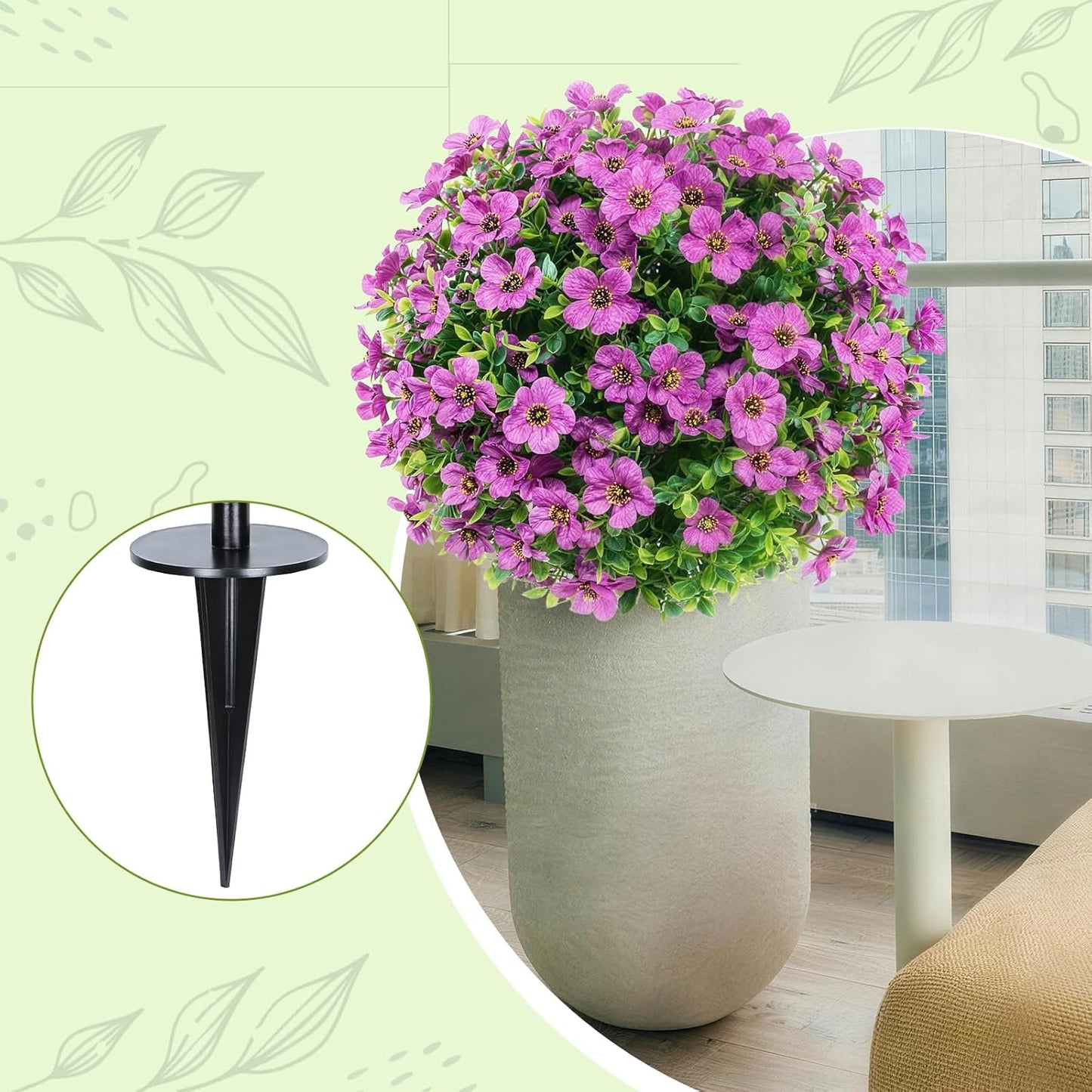 24''Artificial Flowers for Outdoors,2 Pack Topiary Ball Trees Fake Outdoor Plants with Ground Spike,UV Resistant Faux Shrubs for Garden,Porch,Front,Patio,Pink Crabapple Blossoms