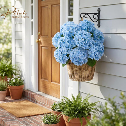 1 Bunch 21in Real Touch Hydrangea Artificial Flowers with 5pcs Flower Head 10pcs Leaves Faux Hydrangea Flowers for Home Office Decor Wedding Party Arrangements (White, 1 Bunch)