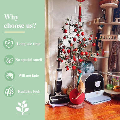 Artificial Tree Artificial Pomegranate Tree Planter for Indoor Decorative, Outdoor Fake Potted Plants Vase/Imitation Pot, Natural Forsythia Branches Tree(90cm(3ft))