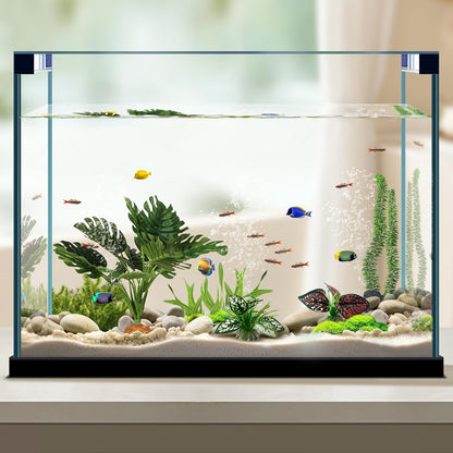 Reptile Artificial Plants, Terrarium Plants Decorations Supplies, Aquarium Fish Tank Plant, Amphibian Habitat Hideout Tank Accessories(L Set-3pcs/A)