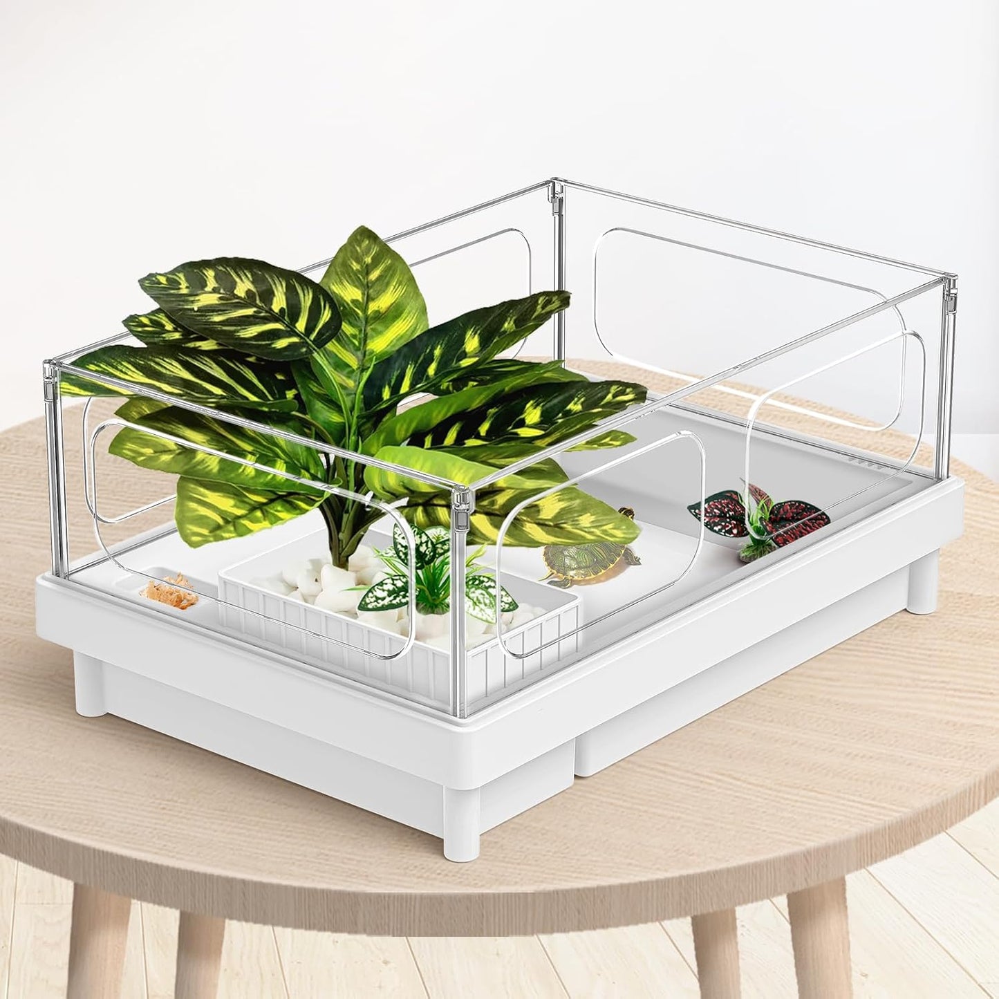 Reptile Artificial Plants, Terrarium Plants Decorations Supplies, Aquarium Fish Tank Plant, Amphibian Habitat Hideout Tank Accessories(L Set-3pcs/A)
