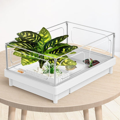 Reptile Artificial Plants, Terrarium Plants Decorations Supplies, Aquarium Fish Tank Plant, Amphibian Habitat Hideout Tank Accessories(L Set-3pcs/A)