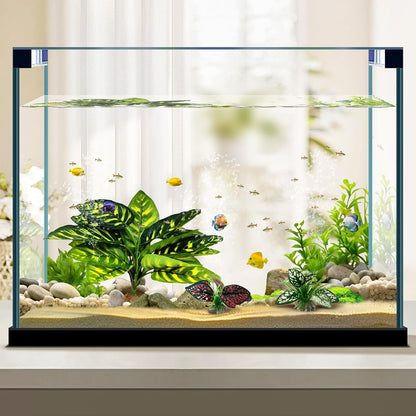 Reptile Artificial Plants, Terrarium Plants Decorations Supplies, Aquarium Fish Tank Plant, Amphibian Habitat Hideout Tank Accessories(L Set-3pcs/A)