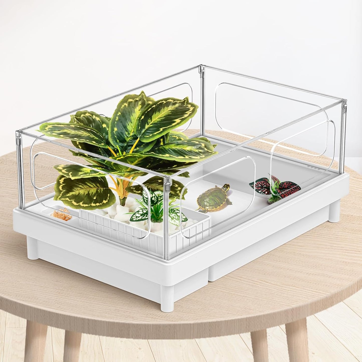 Reptile Artificial Plants, Terrarium Plants Decorations Supplies, Aquarium Fish Tank Plant, Amphibian Habitat Hideout Tank Accessories(L Set-3pcs/A)