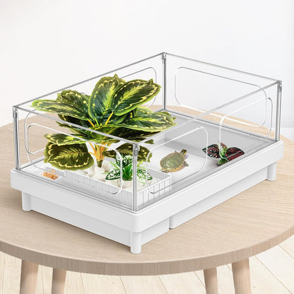 Reptile Artificial Plants, Terrarium Plants Decorations Supplies, Aquarium Fish Tank Plant, Amphibian Habitat Hideout Tank Accessories(L Set-3pcs/A)