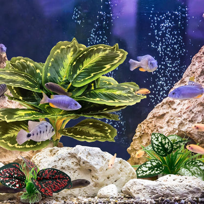 Reptile Artificial Plants, Terrarium Plants Decorations Supplies, Aquarium Fish Tank Plant, Amphibian Habitat Hideout Tank Accessories(L Set-3pcs/A)