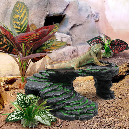 Reptile Artificial Plants, Terrarium Plants Decorations Supplies, Aquarium Fish Tank Plant, Amphibian Habitat Hideout Tank Accessories(L Set-3pcs/A)