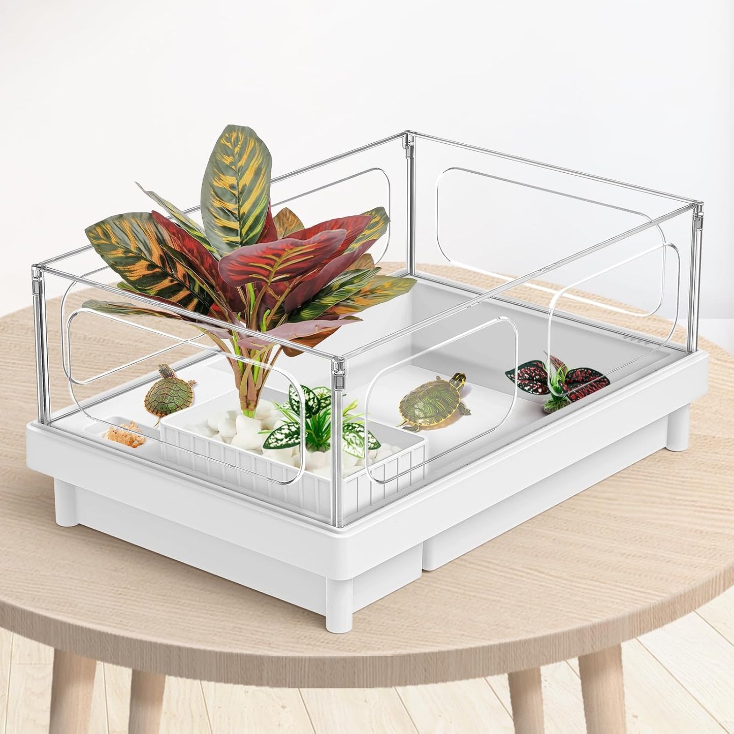 Reptile Artificial Plants, Terrarium Plants Decorations Supplies, Aquarium Fish Tank Plant, Amphibian Habitat Hideout Tank Accessories(L Set-3pcs/A)