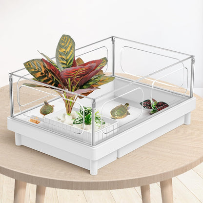 Reptile Artificial Plants, Terrarium Plants Decorations Supplies, Aquarium Fish Tank Plant, Amphibian Habitat Hideout Tank Accessories(L Set-3pcs/A)