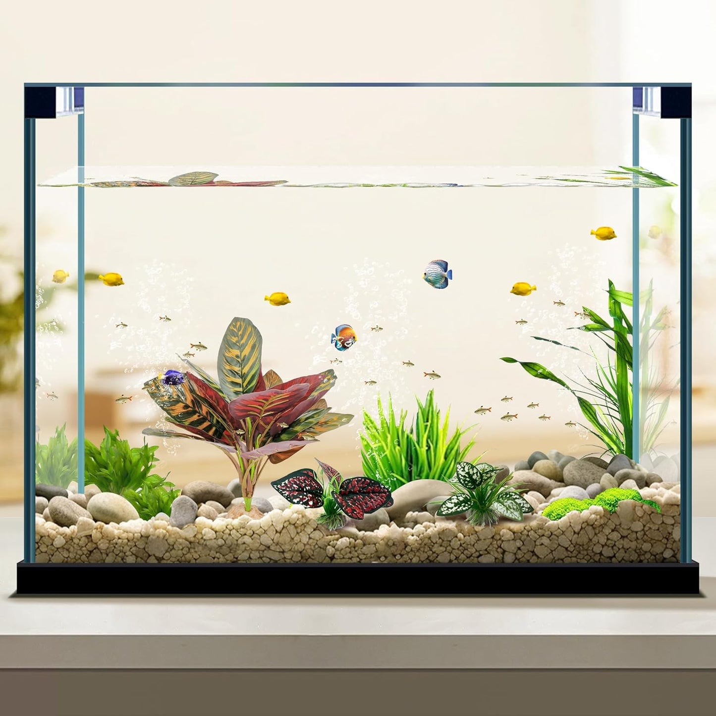 Reptile Artificial Plants, Terrarium Plants Decorations Supplies, Aquarium Fish Tank Plant, Amphibian Habitat Hideout Tank Accessories(L Set-3pcs/A)