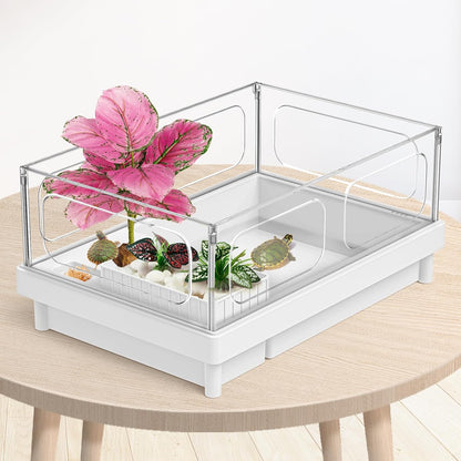 Reptile Artificial Plants, Terrarium Plants Decorations Supplies, Aquarium Fish Tank Plant, Amphibian Habitat Hideout Tank Accessories(L Set-3pcs/A)