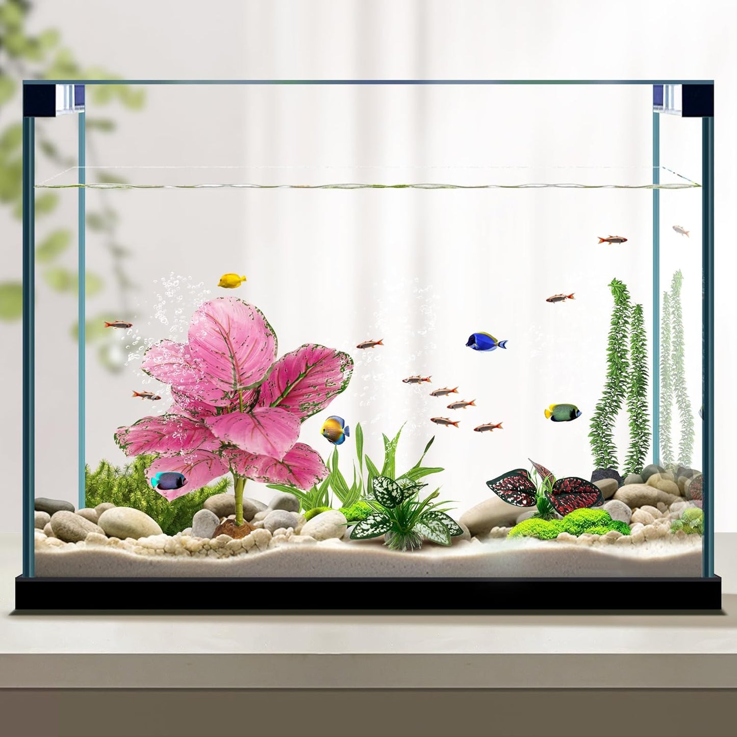 Reptile Artificial Plants, Terrarium Plants Decorations Supplies, Aquarium Fish Tank Plant, Amphibian Habitat Hideout Tank Accessories(L Set-3pcs/A)