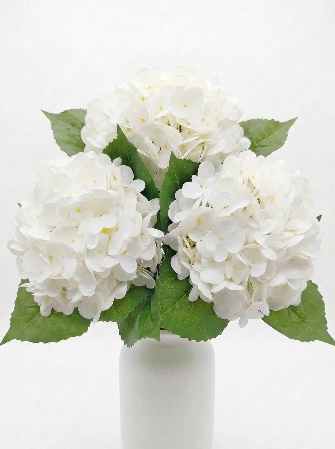 3 Pcs Real Touch Light Green Hydrangea Artificial Flowers - Large 3D Waterproof Latex Green Faux Fake Hydrangeas with Stem for Outdoor, Wedding, Table Centerpieces, Home Kitchen Decor