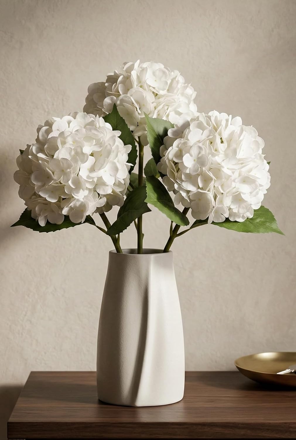 3 Pcs Real Touch Light Green Hydrangea Artificial Flowers - Large 3D Waterproof Latex Green Faux Fake Hydrangeas with Stem for Outdoor, Wedding, Table Centerpieces, Home Kitchen Decor