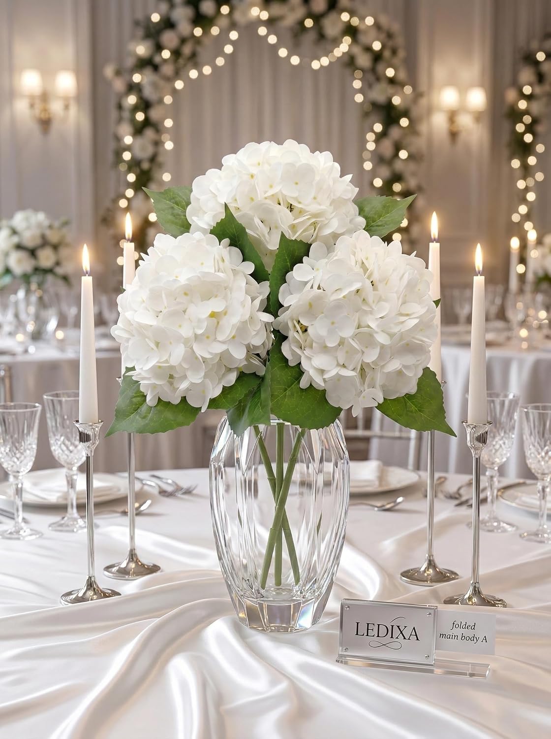3 Pcs Real Touch Light Green Hydrangea Artificial Flowers - Large 3D Waterproof Latex Green Faux Fake Hydrangeas with Stem for Outdoor, Wedding, Table Centerpieces, Home Kitchen Decor