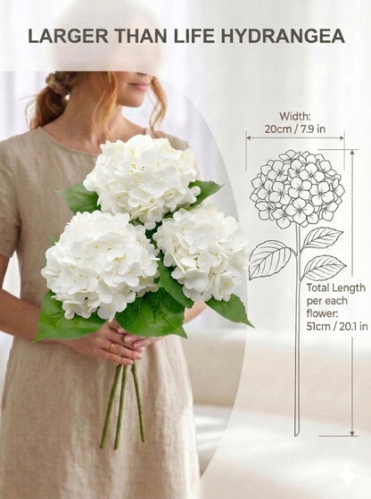 3 Pcs Real Touch Light Green Hydrangea Artificial Flowers - Large 3D Waterproof Latex Green Faux Fake Hydrangeas with Stem for Outdoor, Wedding, Table Centerpieces, Home Kitchen Decor