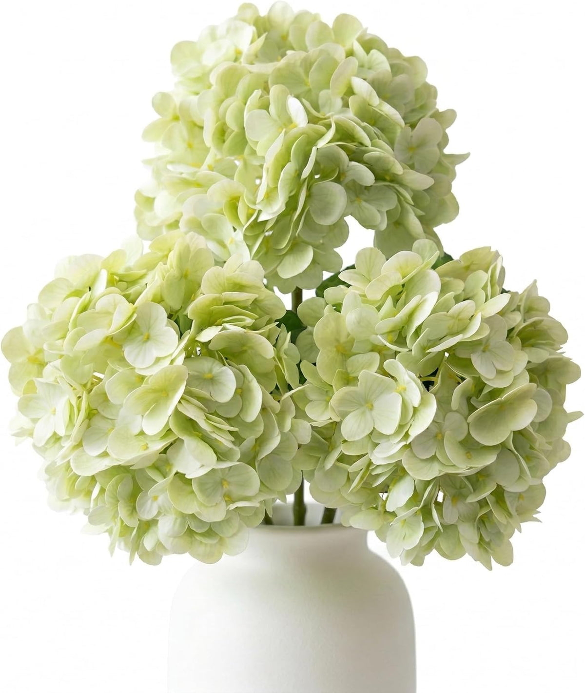 3 Pcs Real Touch Light Green Hydrangea Artificial Flowers - Large 3D Waterproof Latex Green Faux Fake Hydrangeas with Stem for Outdoor, Wedding, Table Centerpieces, Home Kitchen Decor
