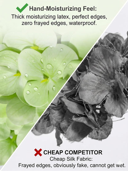 3 Pcs Real Touch Light Green Hydrangea Artificial Flowers - Large 3D Waterproof Latex Green Faux Fake Hydrangeas with Stem for Outdoor, Wedding, Table Centerpieces, Home Kitchen Decor