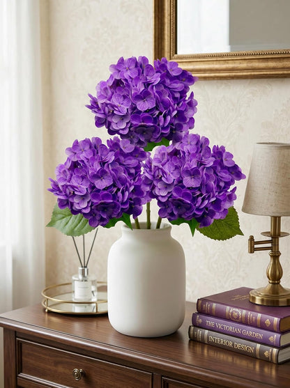 3 Pcs Real Touch Light Green Hydrangea Artificial Flowers - Large 3D Waterproof Latex Green Faux Fake Hydrangeas with Stem for Outdoor, Wedding, Table Centerpieces, Home Kitchen Decor