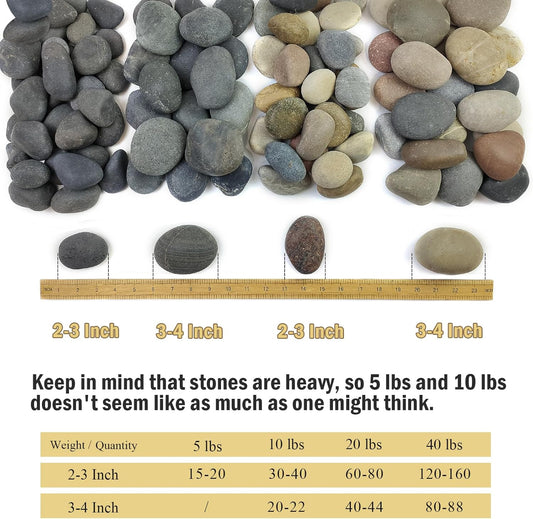 FANTIAN 5 lbs Natural Aquarium Rocks, 2-3 Inch Large Pebbles.Decorative River Rocks for Plants, Fish Tank, Garden, Paving, Fountain, Walkways and Outdoor Landscaping