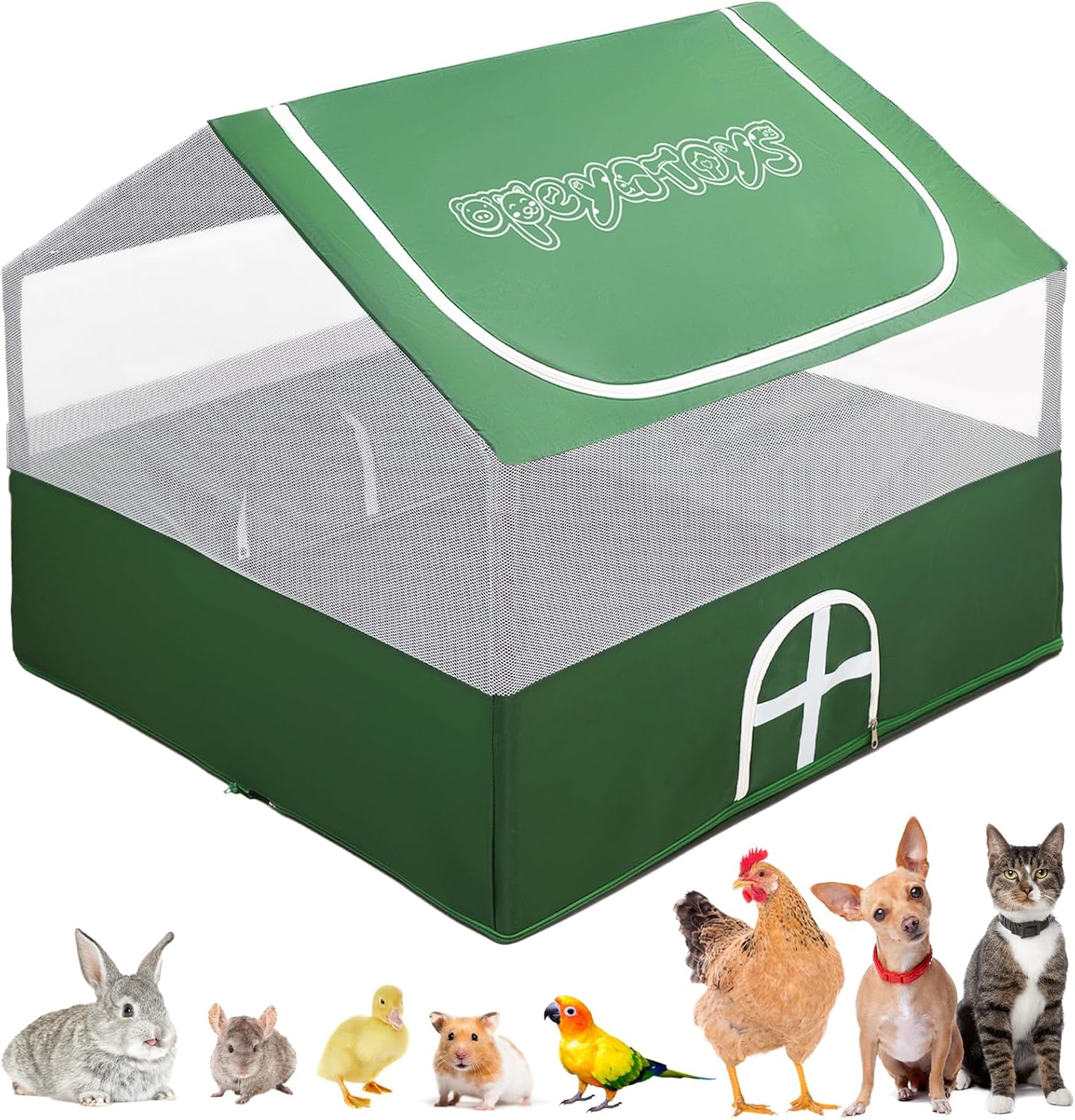 Small Animal Playpen,Rabbit Play Pen, Guinea Pig Cages for Indoor Outdoor,Portable Chicken Coop,Puppy Play Pen with Waterproof Floor for Guinea Pig,Chicken,Hamsters, Hedgehogs,Bunny, Green L