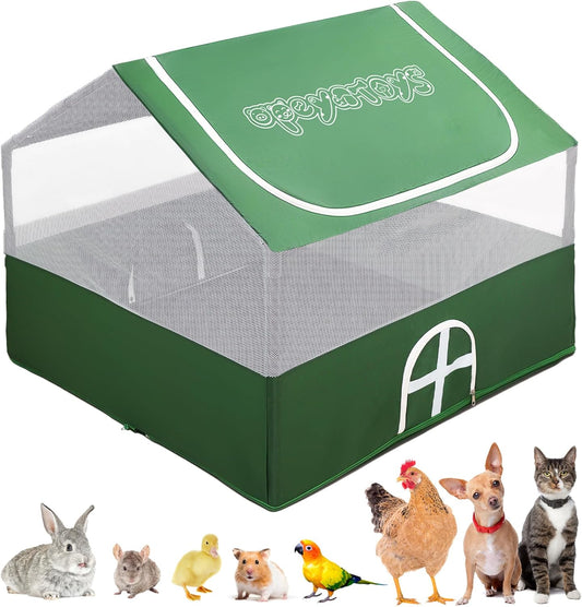 Small Animal Playpen,Rabbit Play Pen, Guinea Pig Cages for Indoor Outdoor,Portable Chicken Coop,Puppy Play Pen with Waterproof Floor for Guinea Pig,Chicken,Hamsters, Hedgehogs,Bunny, Green L