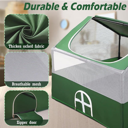 Small Animal Playpen,Rabbit Play Pen, Guinea Pig Cages for Indoor Outdoor,Portable Chicken Coop,Puppy Play Pen with Waterproof Floor for Guinea Pig,Chicken,Hamsters, Hedgehogs,Bunny, Green L