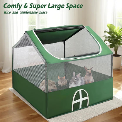 Small Animal Playpen,Rabbit Play Pen, Guinea Pig Cages for Indoor Outdoor,Portable Chicken Coop,Puppy Play Pen with Waterproof Floor for Guinea Pig,Chicken,Hamsters, Hedgehogs,Bunny, Green L