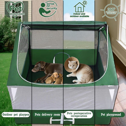 Small Animal Playpen,Rabbit Play Pen, Guinea Pig Cages for Indoor Outdoor,Portable Chicken Coop,Puppy Play Pen with Waterproof Floor for Guinea Pig,Chicken,Hamsters, Hedgehogs,Bunny, Green L