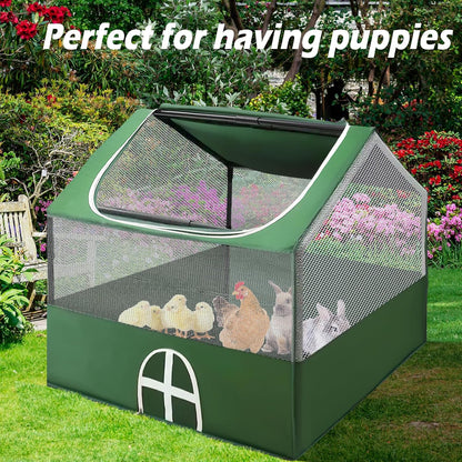 Small Animal Playpen,Rabbit Play Pen, Guinea Pig Cages for Indoor Outdoor,Portable Chicken Coop,Puppy Play Pen with Waterproof Floor for Guinea Pig,Chicken,Hamsters, Hedgehogs,Bunny, Green L