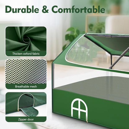 Small Animal Playpen,Rabbit Play Pen, Guinea Pig Cages for Indoor Outdoor,Portable Chicken Coop,Puppy Play Pen with Waterproof Floor for Guinea Pig,Chicken,Hamsters, Hedgehogs,Bunny, Green L