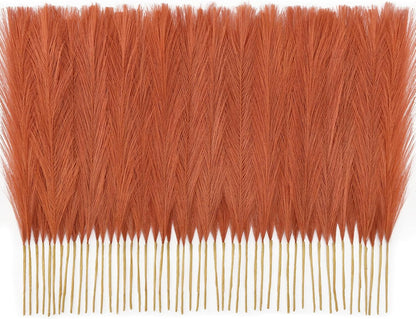 50PCS Brown&White Pampas Grass, 17in Fluffy Boho Feathers Decor | Ideal Artificial Flowers for Vase Filler,Birthday,Wedding,Baby Shower,Bathroom,Home,Table,Wall,Bow Decor